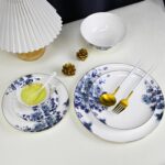 Fine Bone China Dinnerware Set for 4, 12-Piece Blue and White Porcelain Dinnerwa... - Image 4