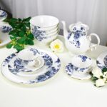 Fine Bone China Dinnerware Set for 4, 12-Piece Blue and White Porcelain Dinnerwa... - Image 5