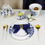 Fine Bone China Dinnerware Set for 4, 12-Piece Blue and White Porcelain Dinnerwa... - Image 6
