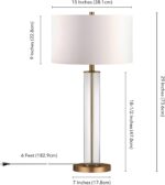 Harlow 29" Tall Table Lamp with Fabric Shade in Clear Glass/Brass/White - Image 5