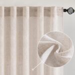 MIULEE Natural White Linen Curtains 84 Inch Long for Bedroom Living Room, Soft T... - Image 2