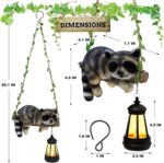 Solar Lighted Garden Outdoor Statue, 20.1" H Hanging Swing Lying with A Sleeping... - Image 3