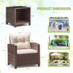 Devoko 3 Pieces Patio Furniture Set, PE Rattan Wicker Patio Set with Two Outdoor... - Image 4