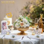 NUPTIO Gold Compote Vase for Centerpiece: 8.5" Wide Short Pedestal Footed Bowl f... - Image 7