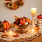 NUPTIO Gold Compote Vase for Centerpiece: 8.5" Wide Short Pedestal Footed Bowl f... - Image 8