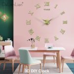 DIY Wall Clock Large Frameless 3D Clock Mirror Effect Classical Roman Numerals W... - Image 4