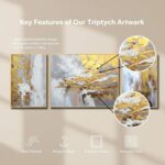 Hand Painted Abstract Canvas Wall Art for Living Room,Large Framed Gold Oil Pain... - Image 7
