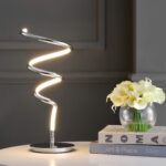 JONATHAN Y 19.75" Chrome Modern Scribble Dimmable Integrated LED Table Lamp, 3-W... - Image 3