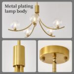 5-Head Gold Modern Chandelier with 5 Clear Glass Globe Bulbs, Globe Chandelier, ... - Image 5