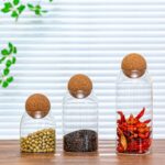 Glass Storage Jars with Ball Cork Lids - 3 Pcs Set, Decorative Round Glass Canis... - Image 4