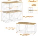 2 Pack Stackable Closet Organizers and Storage, 4 Cube Closet Shelves with Wood ... - Image 3