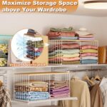 2 Pack Stackable Closet Organizers and Storage, 4 Cube Closet Shelves with Wood ... - Image 6