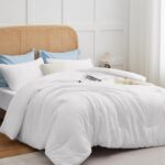 CLOTHKNOW White Full Size Comforter Set 3Pcs White Bedding Comforter Sets Soft M... - Image 3
