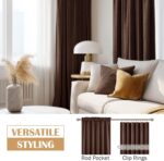 Beauoop Coffee Brown Velvet Curtains 84 Inches Long 2 Panels for Bedroom Living ... - Image 8