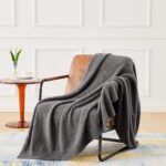 CYMULA Knit Throw Blanket for Couch Dark Grey-Super Soft Lightweight Plush Fuzzy... - Image 3