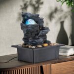 Amootek Tabletop Fountain Rotating Ball Rock Waterfall Fountain Office Includes ... - Image 5