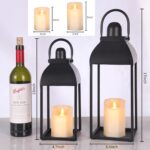 MATAHUM Lanterns Decorative Outdoor Indoor, Black Metal Outdoor Lanterns, 17'' 1... - Image 3