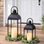 MATAHUM Lanterns Decorative Outdoor Indoor, Black Metal Outdoor Lanterns, 17'' 1... - Image 5