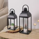 MATAHUM Lanterns Decorative Outdoor Indoor, Black Metal Outdoor Lanterns, 17'' 1... - Image 6