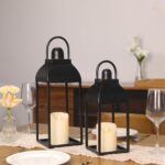 MATAHUM Lanterns Decorative Outdoor Indoor, Black Metal Outdoor Lanterns, 17'' 1... - Image 7