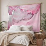 Marble Pink Tapestry for Bedroom Wall Hanging Tapestry, Modern Abstract Ink Pain... - Image 4