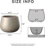 Kante Curva Series Planter, 10.2 Inch Round Concrete Flower Pot with Draiange Ho... - Image 3
