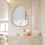 Asymmetrical Wood Frame Wall Mirror, Irregular Organic Decorative Wall-Mounted M... - Image 3