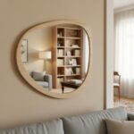 Asymmetrical Wood Frame Wall Mirror, Irregular Organic Decorative Wall-Mounted M... - Image 5