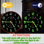 Glow in The Dark Thin Wall Clock，12 Inch Silent Non-Ticking Vintage Battery Oper... - Image 3