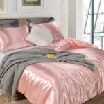 Erosebridal Hotel Pink Duvet Cover Queen Silk Like Satin Bedding Set Summer Reve... - Image 4