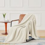 CYMULA Super Soft Knit Throw Blanket Throw Size Beige - Lightweight Plush Fuzzy ... - Image 4