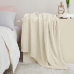 CYMULA Super Soft Knit Throw Blanket Throw Size Beige - Lightweight Plush Fuzzy ... - Image 5