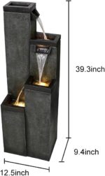 Modern Floor-Standing Water Fountain 39.3” High, Indoor Outdoor Water Fountain w... - Image 4