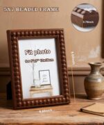 5x7 Picture Frame Wood Beaded Photo Frame MDF Brown Rusitc Frames Vintage Unique... - Image 3