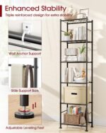 Sakugi 6-Tier Metal Storage Shelves - Slim Shelf Organizer with Reinforced Side ... - Image 6