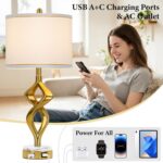 28.5" Modern Sculptural Living Room Table Lamps Set of 2 with USB A+C & AC Outle... - Image 3