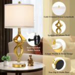 28.5" Modern Sculptural Living Room Table Lamps Set of 2 with USB A+C & AC Outle... - Image 4