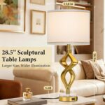 28.5" Modern Sculptural Living Room Table Lamps Set of 2 with USB A+C & AC Outle... - Image 5