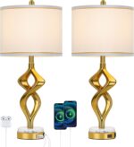 28.5" Modern Sculptural Living Room Table Lamps Set of 2 with USB A+C & AC Outle... - Image 9
