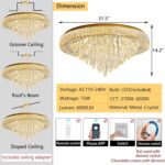 Modern Crystal Chandeliers for Living Room Ceiling Light Fixture LED Dimmable La... - Image 3
