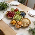Set of 10 Gold Round Serving Bowls, 17 Inch Decorative Snack Tray Set for Chip &... - Image 5