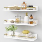 Forbena Gold Floating Shelves for Wall Decor Set of 3, Bathroom Shelves Over Toi... - Image 2