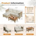 Devoko Wicker Patio Furniture Set, 3 Pieces Outdoor Sofa with Tufted Pillow,PE R... - Image 3