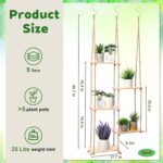 Novabright Window Hanging Plant Shelf with Wooden Shelves Macrame Rope Hanging P... - Image 3