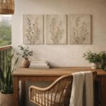 CHTEXA Neutral Floral Canvas Wall Art Set of 3 Botanical Wall Decor Beige Wildfl... - Image 6