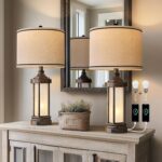 25'' Table Lamps Set of 2 for Living Room Bedroom Farmhouse Metal Lamps with 2 U... - Image 3
