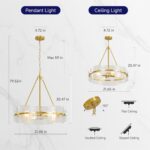 Modern Glass Chandeliers for Dining Room: 22" Drum Kitchen Chandelier Over Table... - Image 3