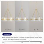 Modern Glass Chandeliers for Dining Room: 22" Drum Kitchen Chandelier Over Table... - Image 6