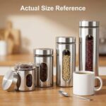 QWORK 4pc Stainless Steel Canister Set with Airtight Lids and Glass Window - Foo... - Image 4