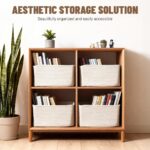 5 Pack White Woven Storage Baskets for Shelves, Decorative Basket Organizer Stor... - Image 4